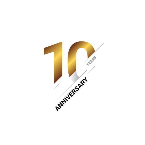 10 year anniversary celebration template design Modern abstract shape logo number 10th anniversary stock illustrations