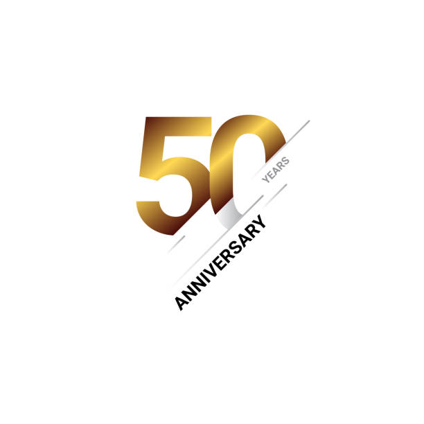 50 year anniversary celebration template design Modern abstract shape logo number number 50 stock illustrations