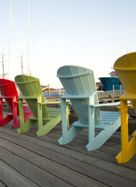 istock Adirondack chairs on a wooden pier. 1325926291