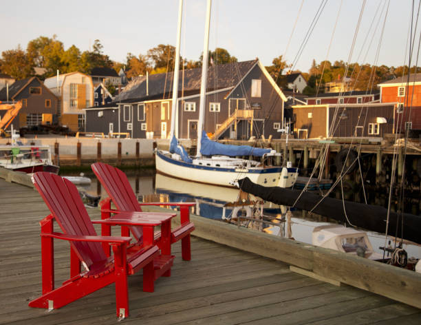istock Adirondack chairs on a wooden pier. 1325926382