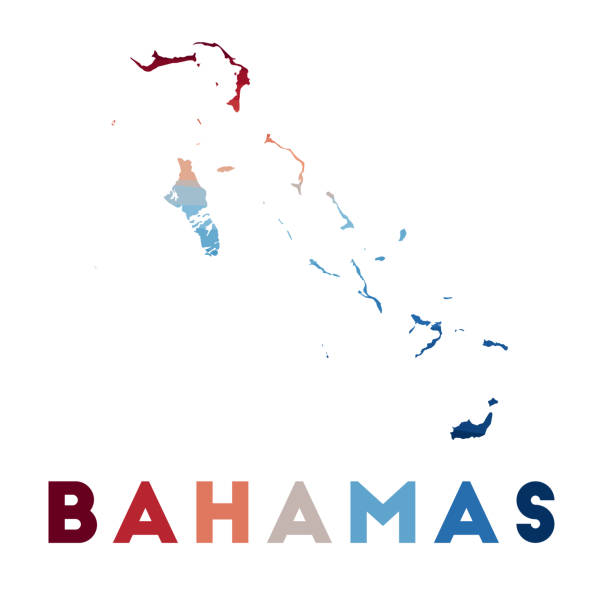 Bahamas map. Bahamas map. Map of the country with beautiful geometric waves in red blue colors. Vivid Bahamas shape. Vector illustration. bahamas map stock illustrations