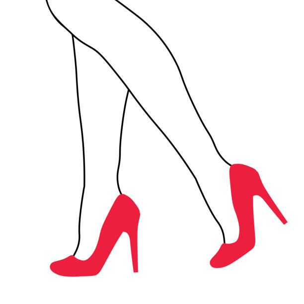 illustrations, cliparts, dessins animés et icônes de pieds féminins en talons hauts, élégance, femme d’affaires, modèle, magasin de chaussures, chaussures à la mode, illustration vectorielle plate isolée - talons hauts