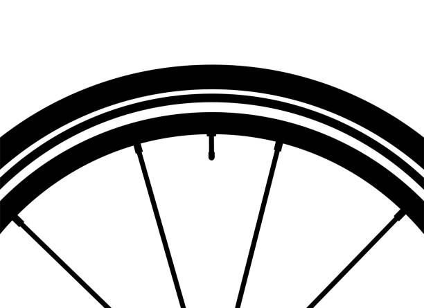 illustrazioni stock, clip art, cartoni animati e icone di tendenza di illustrazione vettoriale piatta isolata ruota da strada, cerchio, pneumatico, raggi bicicletta, vista ravvicinata - bicycle wheel tire spoke