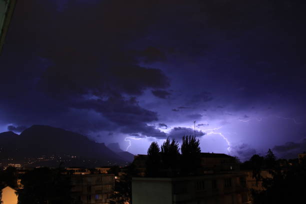 thunders over grenoble, dent du crolles - crolles imagens e fotografias de stock