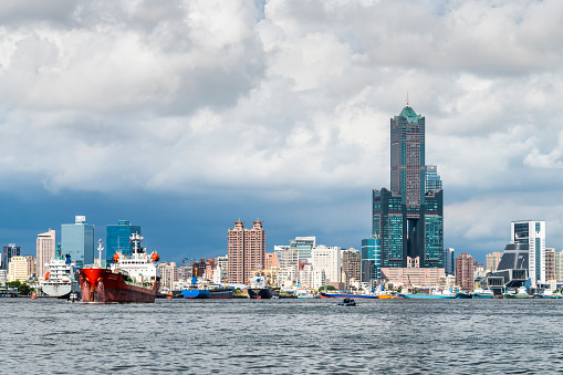 the coastal urban landscape of the port of Kaohsiung in Taiwan