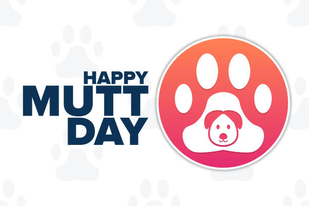 Happy National Mutt Day. Holiday concept. Template for background, banner, card, poster with text inscription. Vector EPS10 illustration. Happy National Mutt Day. Holiday concept. Template for background, banner, card, poster with text inscription. Vector EPS10 illustration mixed breed dog stock illustrations