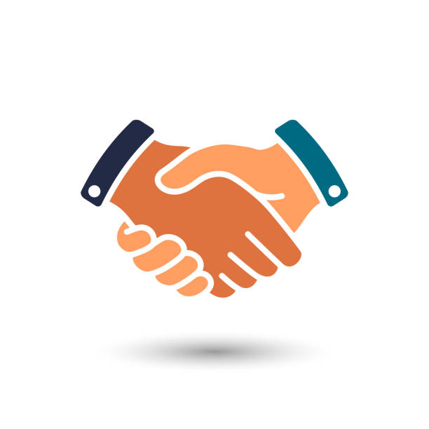 Handshake icon Vector handshake flat icon, sign. Business contract, agreement symbol. Isolated colored illustration. handshake stock illustrations