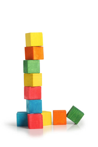 colorful wooden cubes stock photo