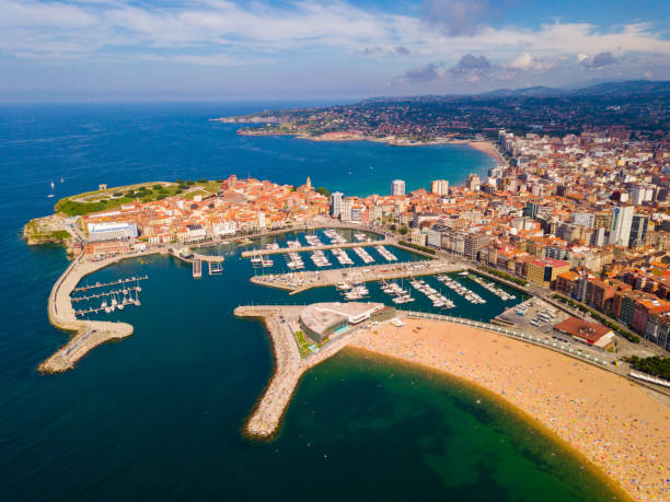 istock Gijon coast with sand beach 1325942385