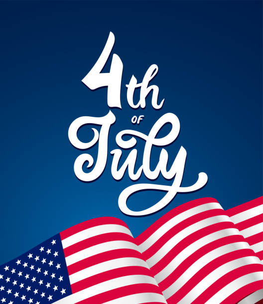 4th of July. USA Independence Day typography design for greeting cards and star background poster. Vector illustration. Design template celebration. Isolated on blue background. 4th of July. USA Independence Day typography design for greeting cards and star background poster. Vector illustration. Design template celebration. Isolated on blue background. 4th century bc stock illustrations