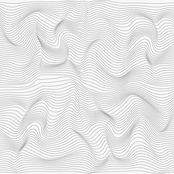 Vector illustration of Relief black and white background with optical illusion of distortion.