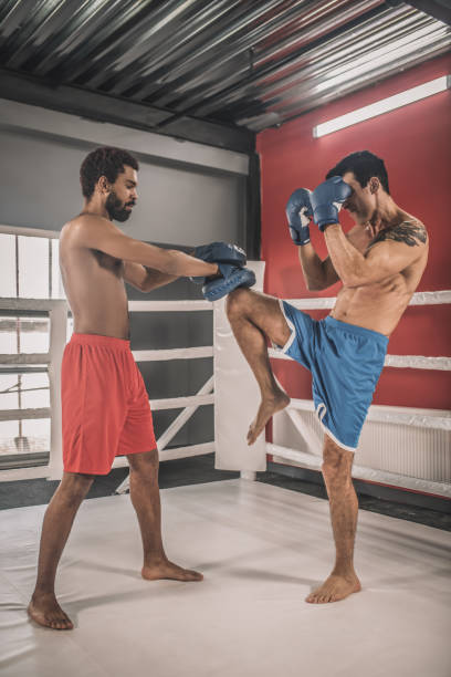 istock Kickboxers fighting on a boxing ring and looking involved 1325947660