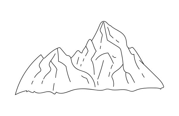 istock Minimalist contour mountains, hills. Nature, cleanliness, adventure, alpinism, tourism 1325948366