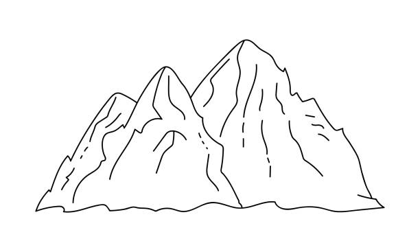 istock Minimalist outline mountains. Nature, cleanliness, adventure, mountaineering, tourism 1325948605