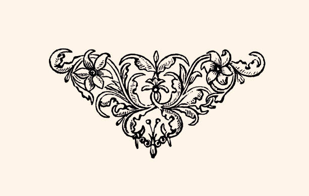 floral pattern: design element -xxxl mit vielen details- - engraved image engraving victorian style old fashioned stock-grafiken, -clipart, -cartoons und -symbole