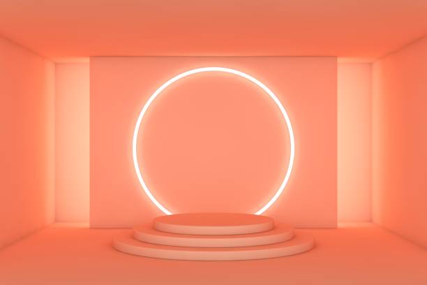 istock Podium and minimal abstract background, 3d rendering geometric shape, Stage for awards on website in modern. Empty product stand. 1325957715