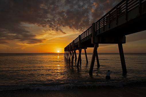Sunrise at the pier in Vero Beach, Florida.
