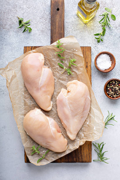 istock Raw chicken breast on a cutting board 1325963074
