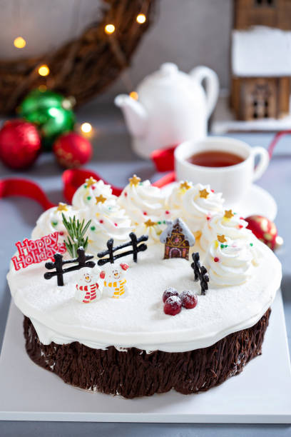 istock Christmas cake decorated with winter scene 1325963133