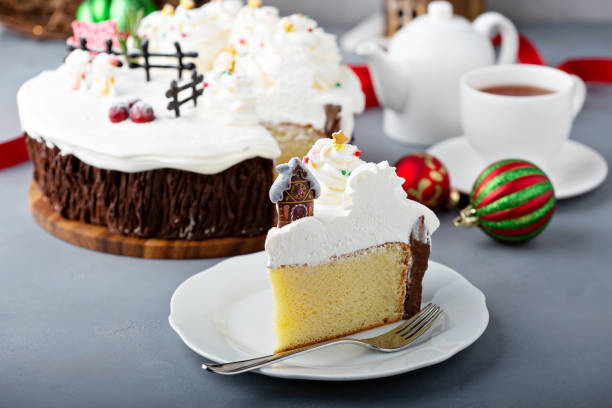 istock Christmas cake decorated with winter scene 1325963147