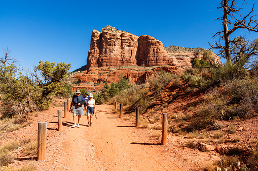 Sedona, Arizona USA - October 21, 2016: The natural beauty of Bell Rock with its red rock canyons and sandstone formations is a popular hiking destination.