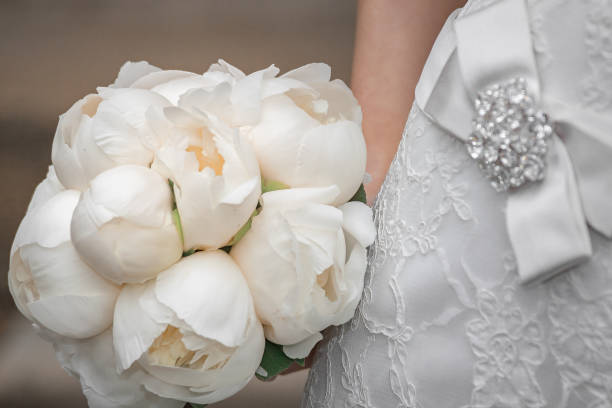 istock Bridal bouquet of white peonies 1325967527