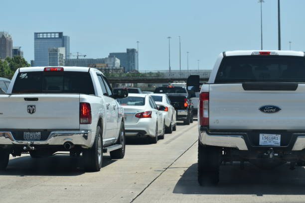 Heavy Traffic on the I-10 Highway in Houston TX June 2021 - Houston, Texas USA - Interstate 10 - Traffic seems to never end but today it was beneficial due to this great shot. pick up truck photos stock pictures, royalty-free photos & images