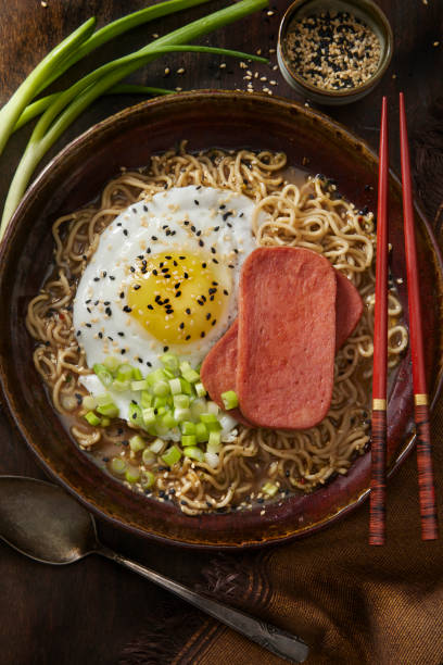 istock Japanese Style Breakfast with Fried Spiced Ham 1325970916