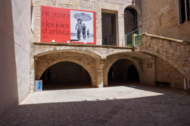 Entrance of the Picasso Museum in Barcelona, Spain. Exposition, historical building stock photo