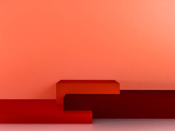 istock Scene with red color podium for mock up presentation in minimalism style with copy space, 3d render abstract background design 1325974678