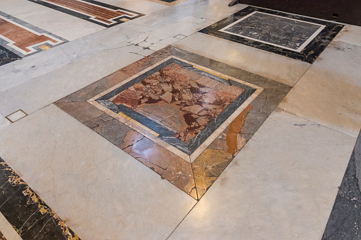Ancient Roman marble ground in Rome, Italy