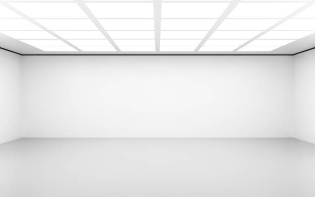 empty white gallery room - black and white architecture surrounding wall wall imagens e fotografias de stock
