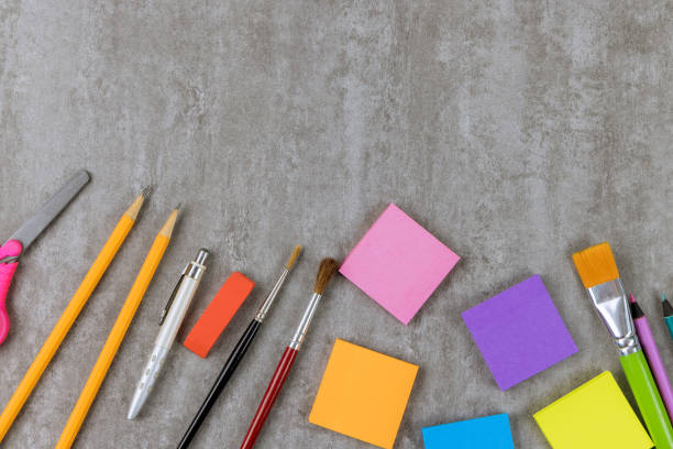istock Different stationary accessories supplies for study at school 1325980432