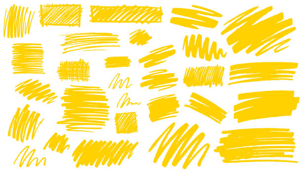 ilustrações de stock, clip art, desenhos animados e ícones de yellow hand drawn pen texture patterns - inks on paper design ink empty