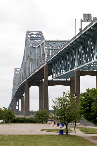 A cantilever bridge that spans the Delaware River from Chester, Pennsylvania to Bridgeport, in Logan Township, New Jersey