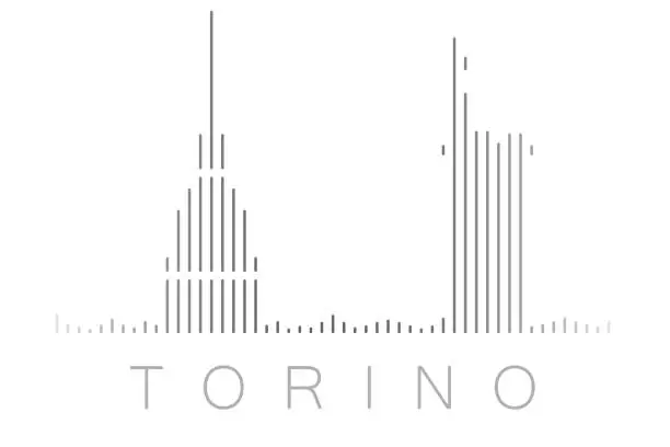 Vector illustration of Vertical Bars Turin Landmark Skyline