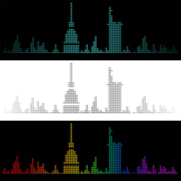sound graph style turin skyline - pixel art grafiken stock-grafiken, -clipart, -cartoons und -symbole