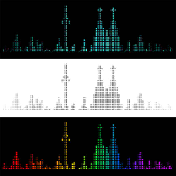 sound graph style köln skyline - pixel art grafiken stock-grafiken, -clipart, -cartoons und -symbole