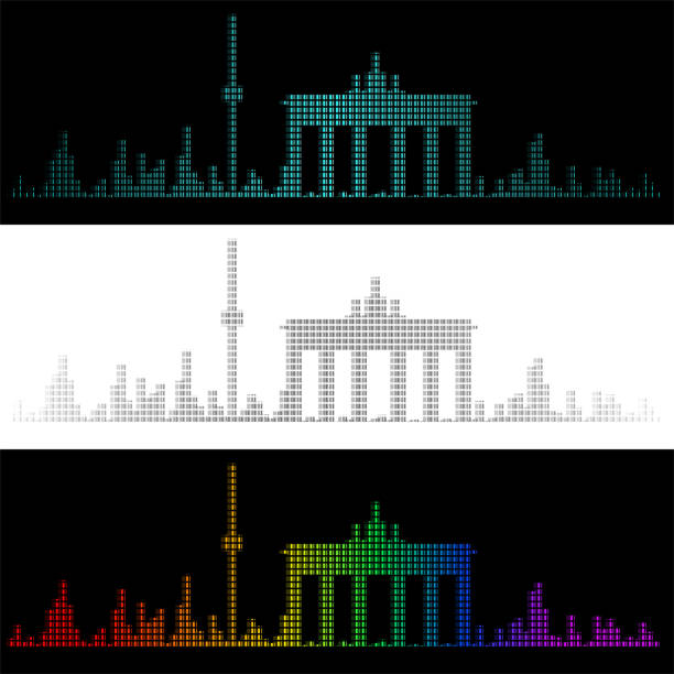 sound graph style berlin skyline - pixel art grafiken stock-grafiken, -clipart, -cartoons und -symbole