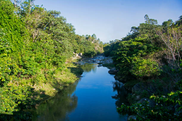 Views of the Jimenoa River in Jarabacoa stock photo