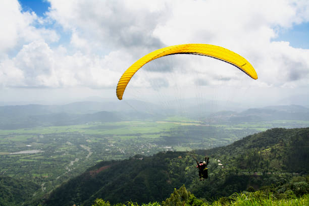 Paragliding flight in Jarabacoa stock photo