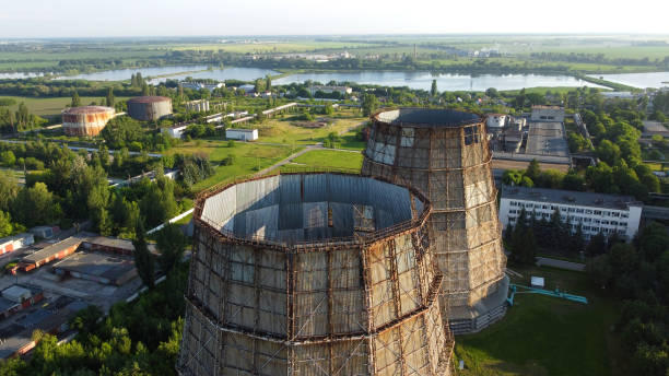 istock Aerial drone view flight near thermal power plant. 1325986710