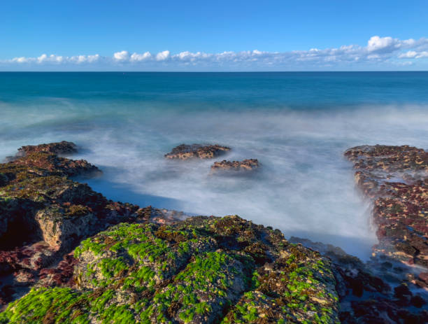 istock Waves Washing Onto Rocks at the Beach 1325988454