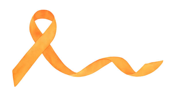 Water color illustration of wavy Orange Ribbon. One single object. Hand drawn watercolour drawing on white background, isolated clipart for design decoration, print, border, poster, divider, headline. Hand drawn water color illustration. animal welfare stock illustrations