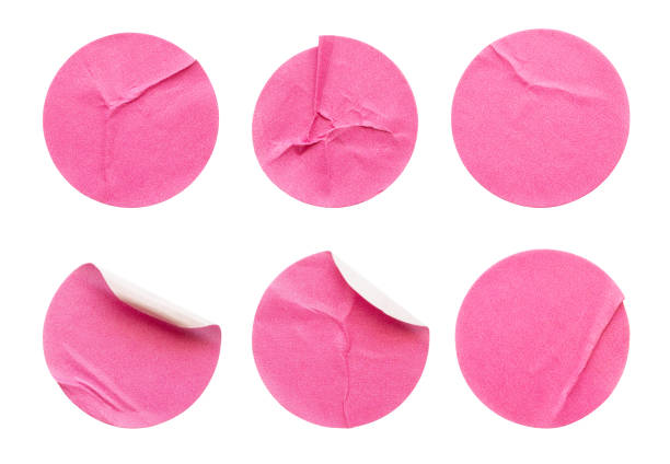 istock Blank pink round adhesive paper sticker label set collection isolated on white background 1325996735