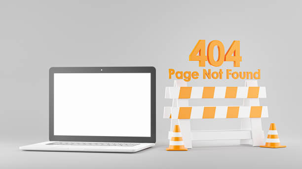 istock 3d render of laptop with error 404 page not found for your mockup design 1325999487