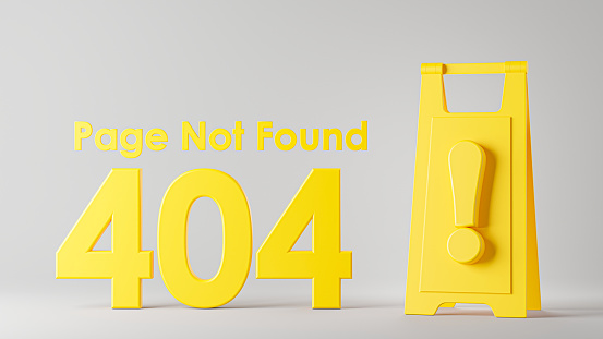 3d render of error 404 page not found for your mockup design