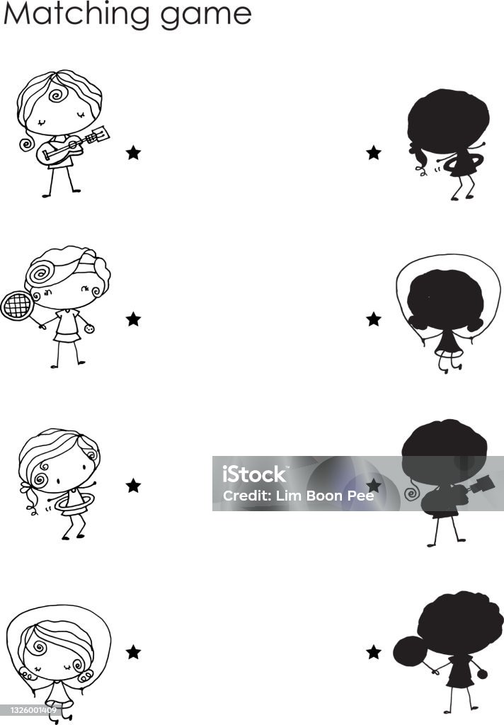 Matching Children Educational Game Match Objects Vector Image Stock ...