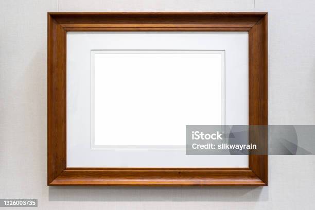 Single Brown Wooden Picture Frame Stock Photo - Download Image Now - Picture Frame, Construction Frame, Border - Frame