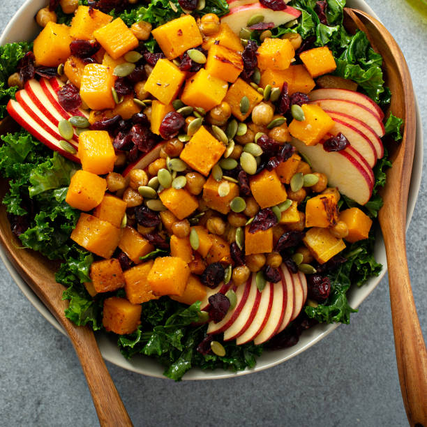 istock Winter or fall salad with kale and butternut squash 1326004542